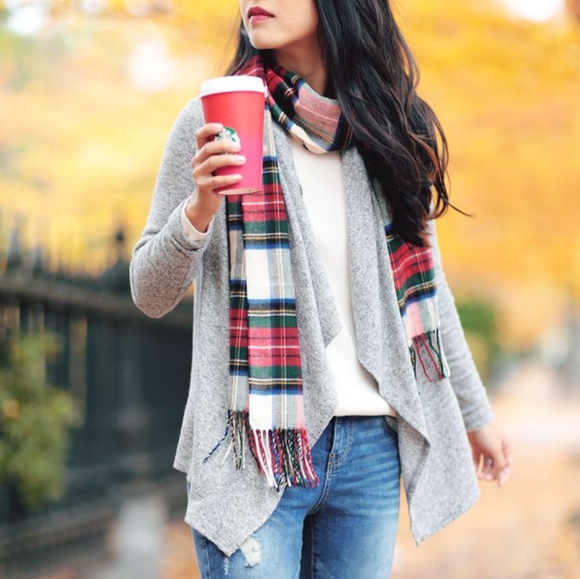 Lord & Taylor Red Tartan Scarf - Picture 1 of 4